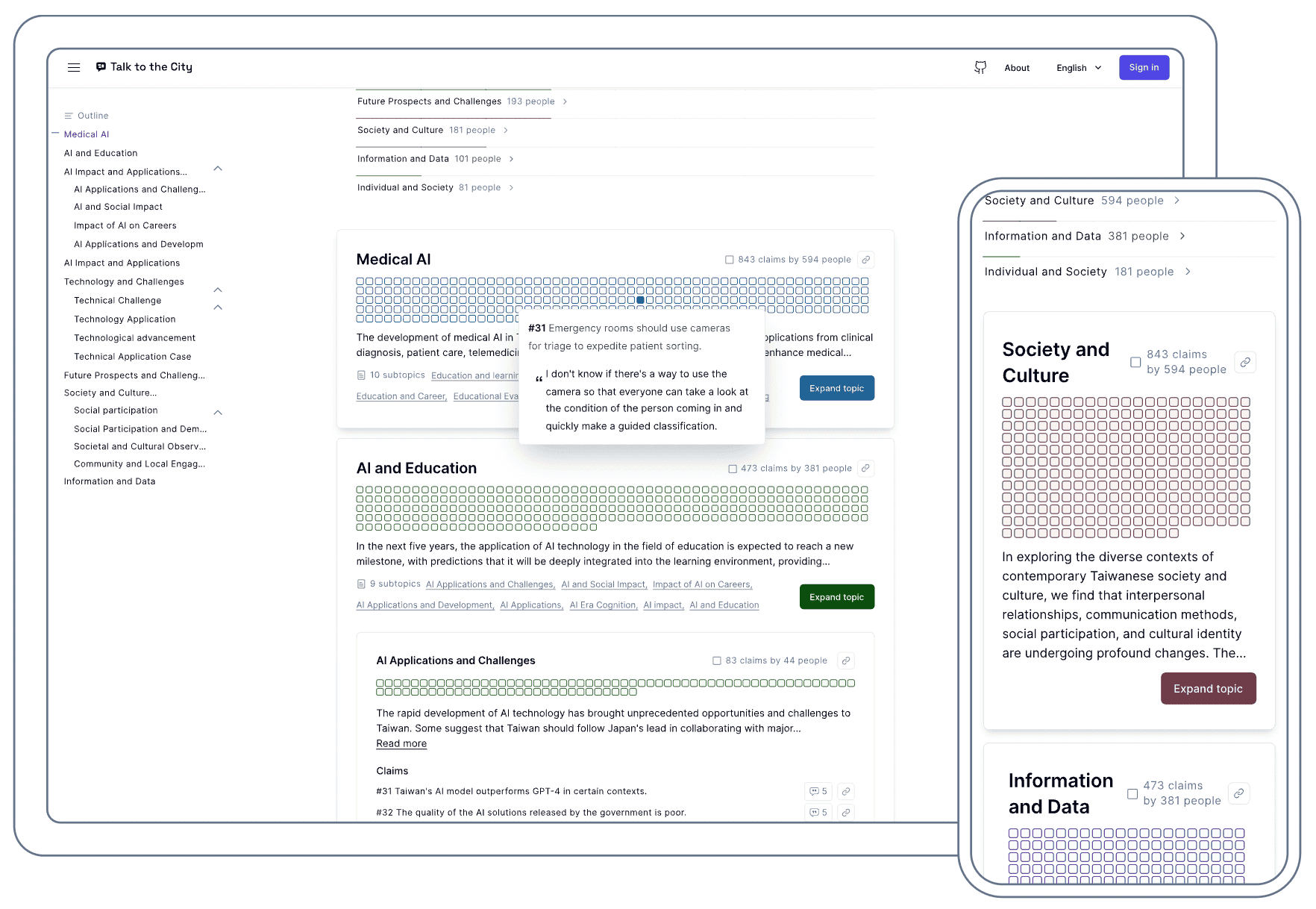 Talk to the City product interface